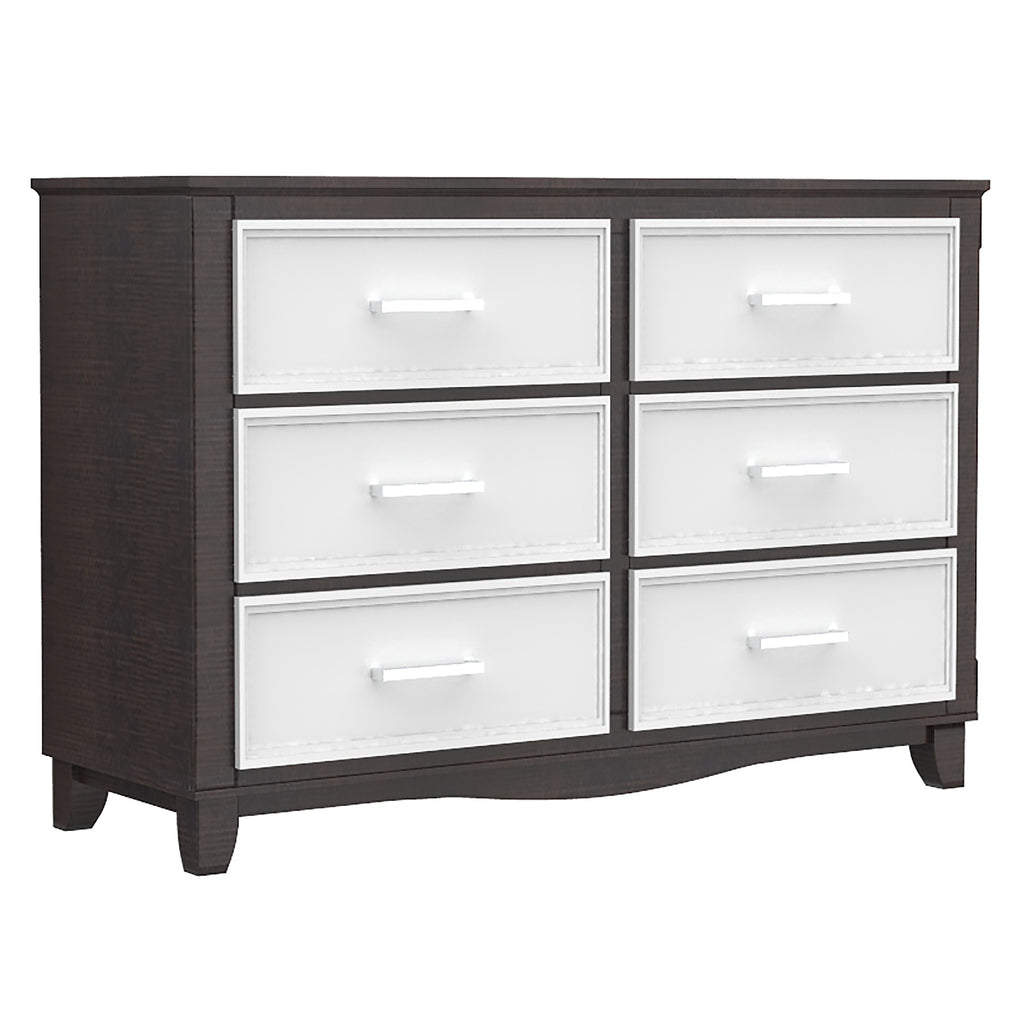Bebelelo 6-Drawer Small Double Dresser Organization for Home Decoration, White & Wood Barn