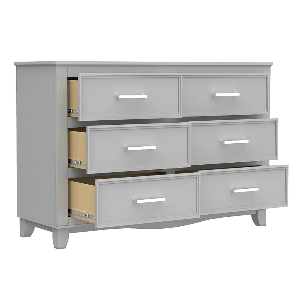 Bebelelo 6-Drawer Small Double Dresser Organization for Home Decoration, Light Grey