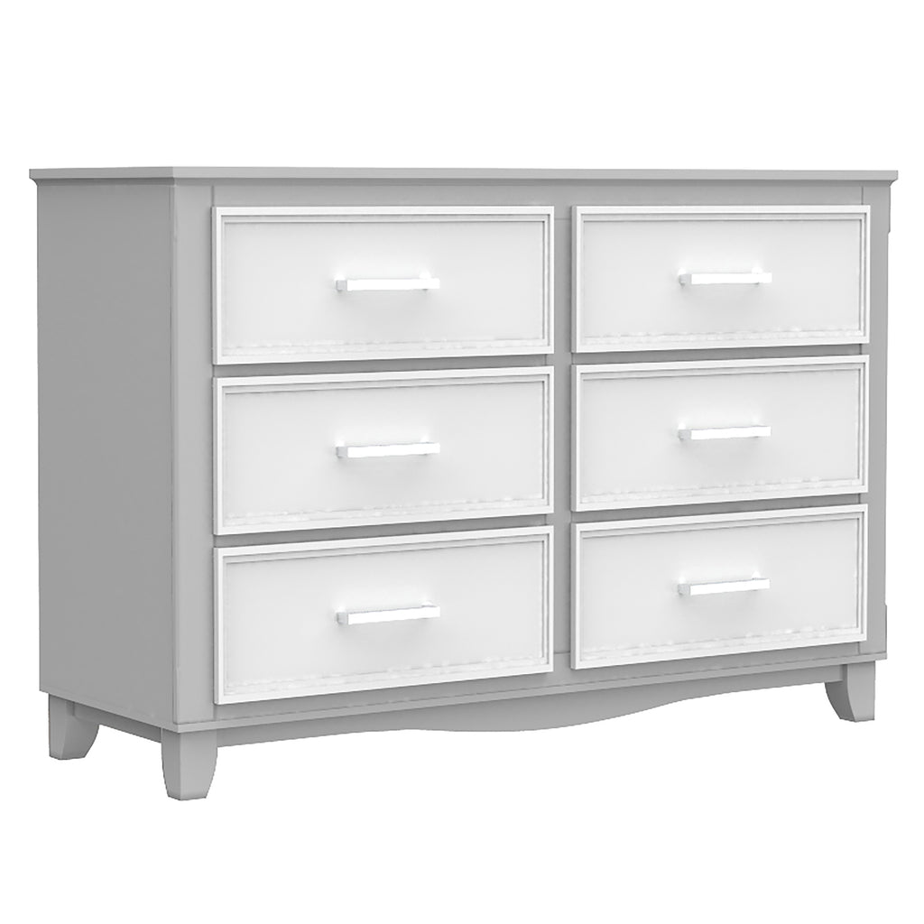Bebelelo 6-Drawer Small Double Dresser Organization for Home Decoration, Grey & White