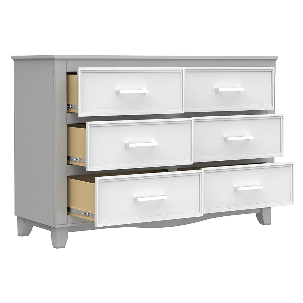 Bebelelo 6-Drawer Small Double Dresser Organization for Home Decoration, Grey & White