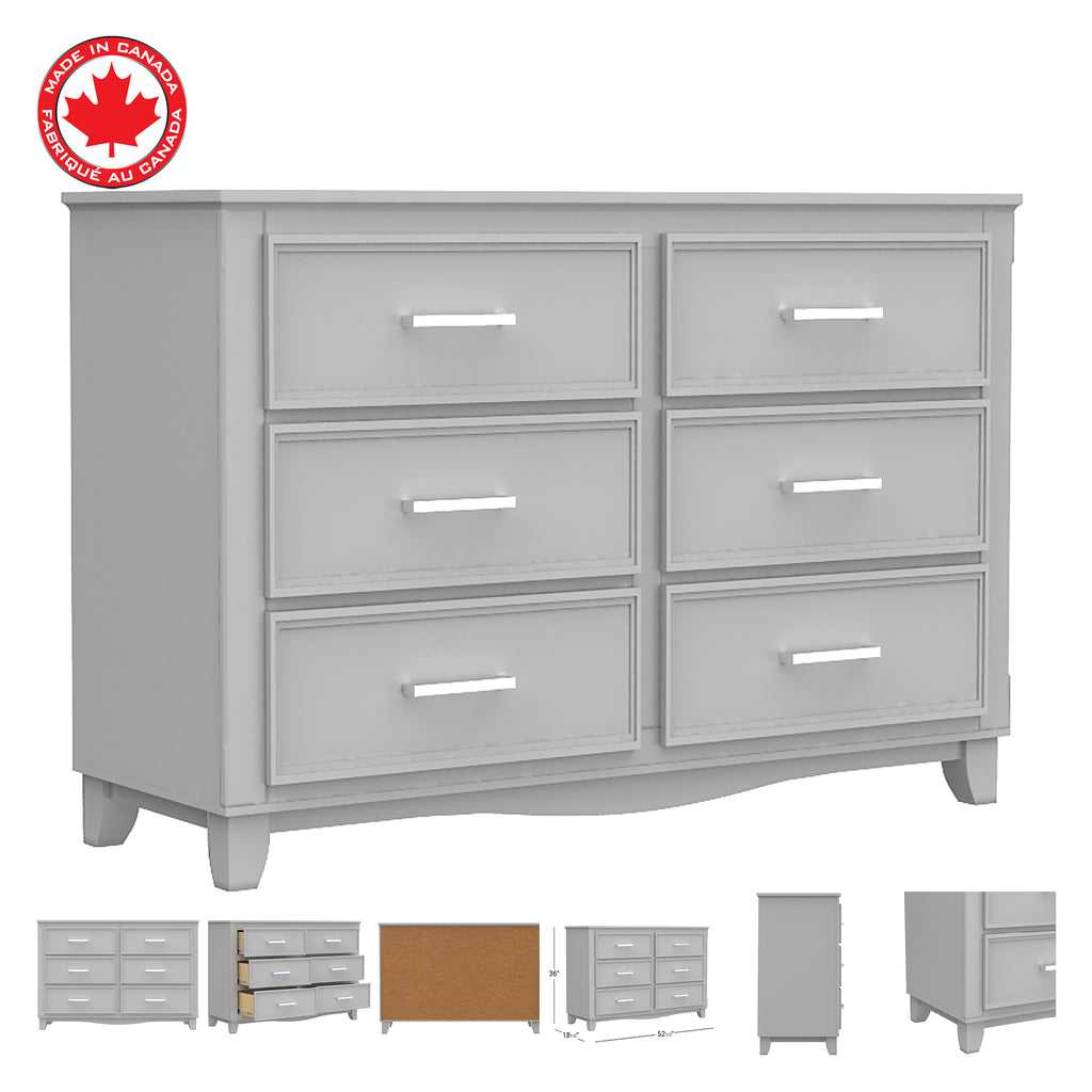 Bebelelo 6-Drawer Small Double Dresser Organization for Home Decoration, Light Grey