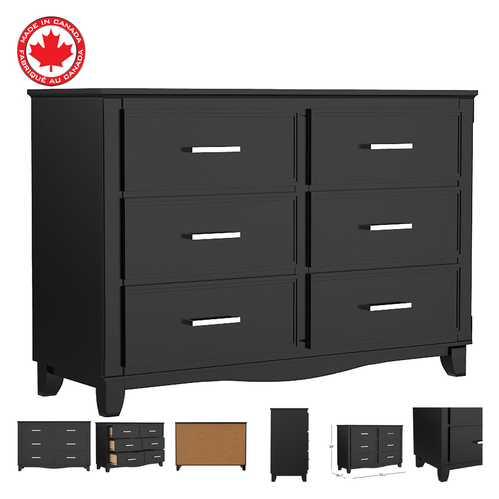 Bebelelo 6-Drawer Small Double Dresser Organization for Home Decoration, Java