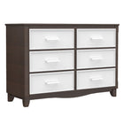 6-drawer small double dresser organization for home decoration, white & walnut