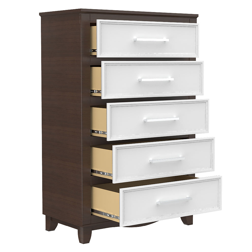 Bebelelo 5 Drawer Chest Office Storage Organization, White & Walnut