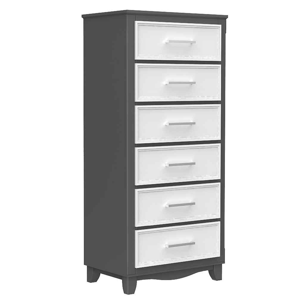 Bebelelo 6 Drawer Chest Storage Organization for Office Home Decor, Dark Grey & White