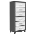 6 drawer chest storage organization for office home decor, dark grey & white