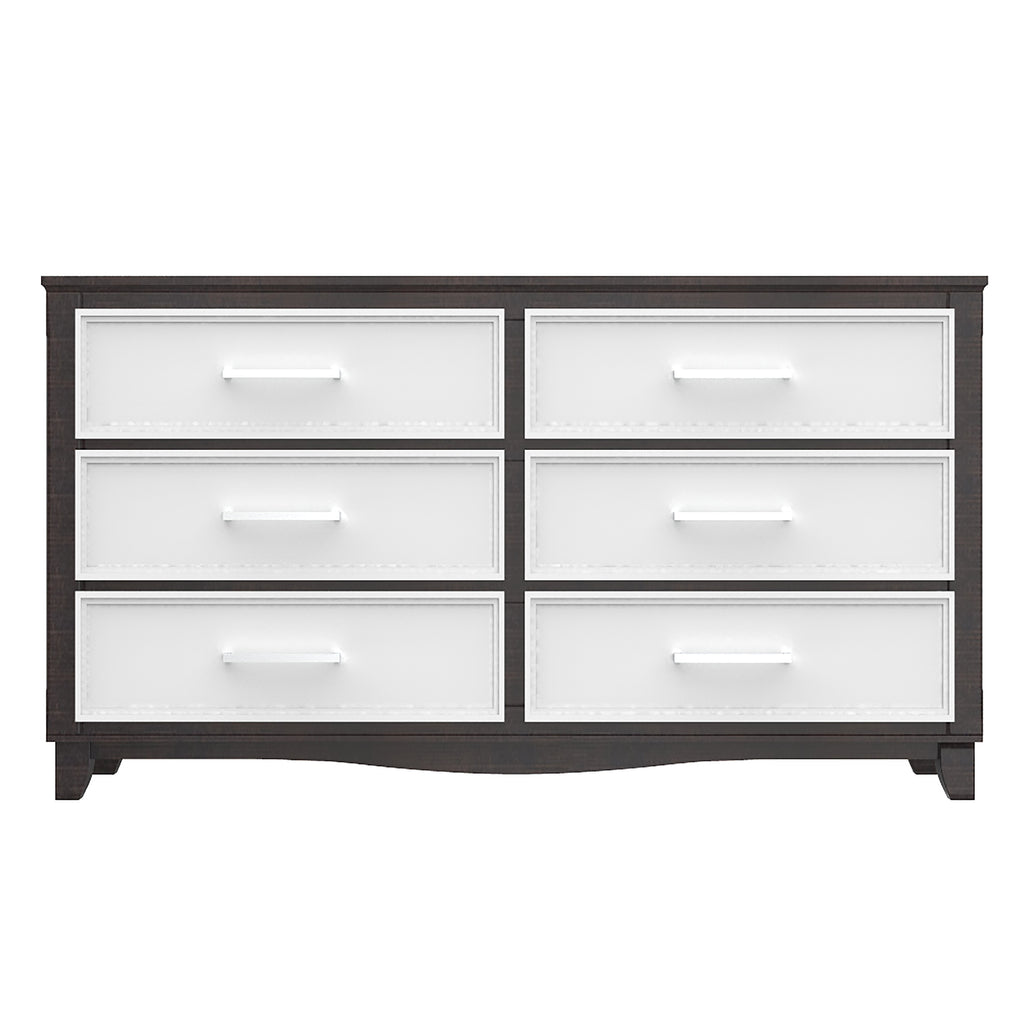 Bebelelo 6-Drawer Double Dresser Organization for Home Decor, White & Wood Barn