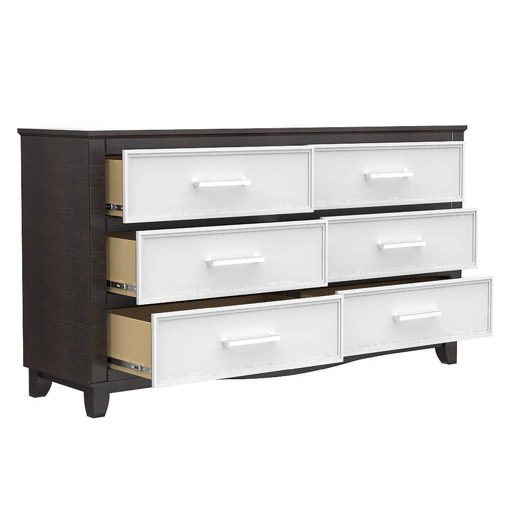 Bebelelo 6-Drawer Double Dresser Organization for Home Decor, White & Wood Barn