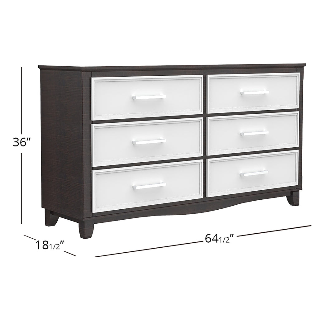 Bebelelo 6-Drawer Double Dresser Organization for Home Decor, White & Wood Barn