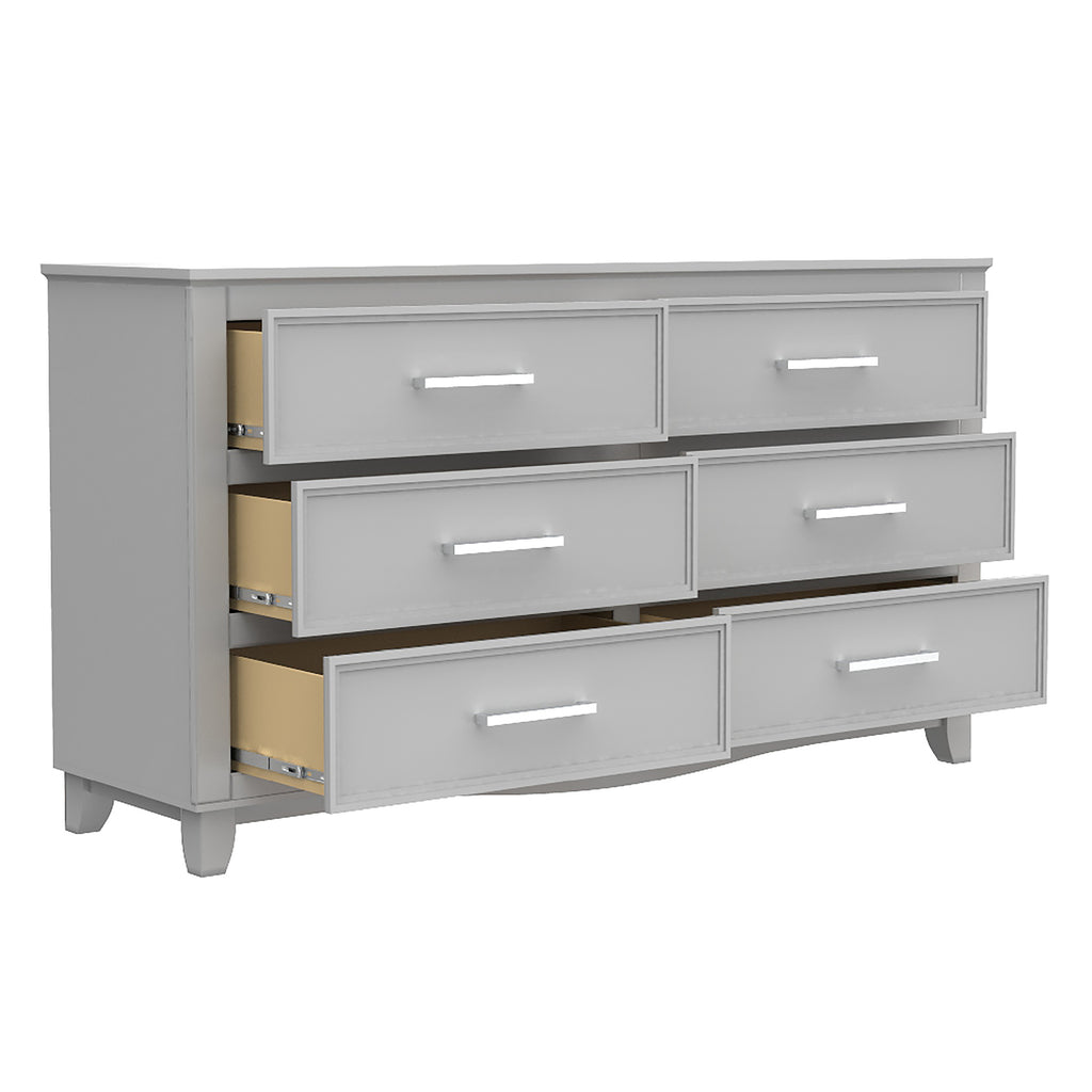 Bebelelo 6-Drawer Double Dresser Organization for Home Decor, Light Grey