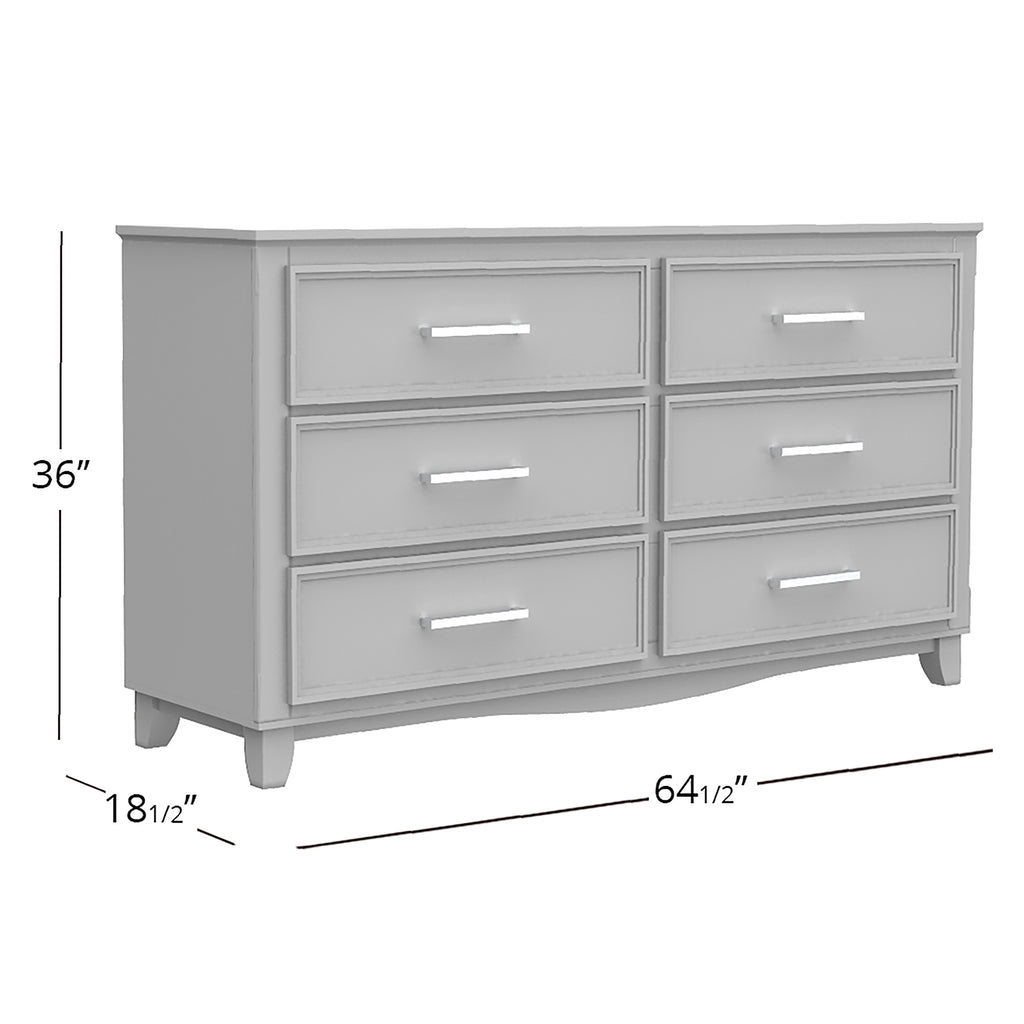 Bebelelo 6-Drawer Double Dresser Organization for Home Decor, Light Grey