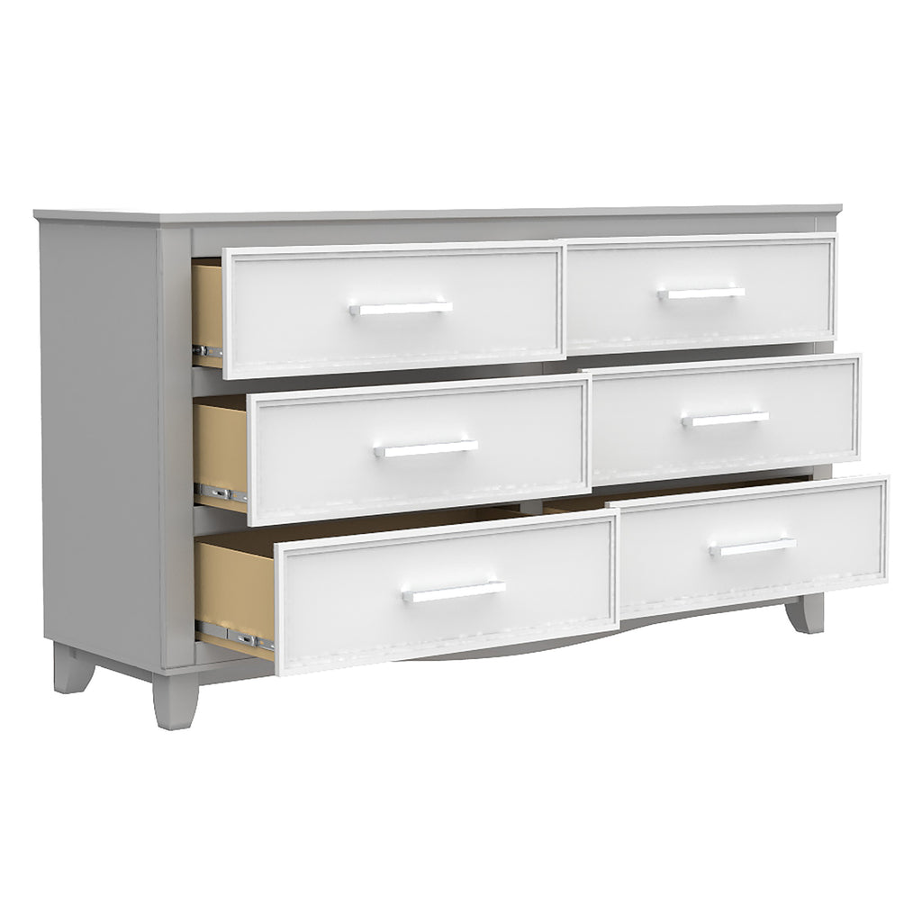 Bebelelo 6-Drawer Double Dresser Organization for Home Decor, Grey & White