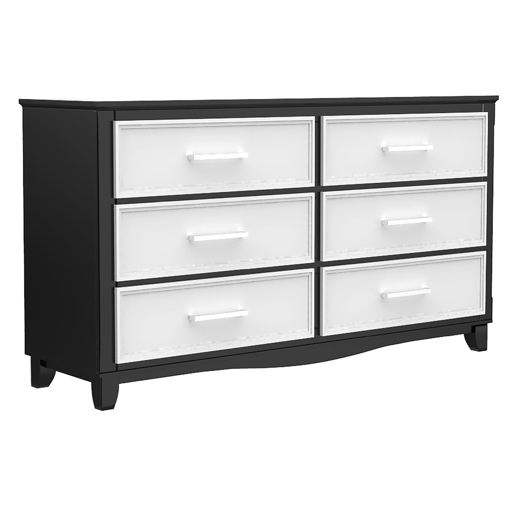 Bebelelo 6-Drawer Double Dresser Organization for Home Decor, Java & White
