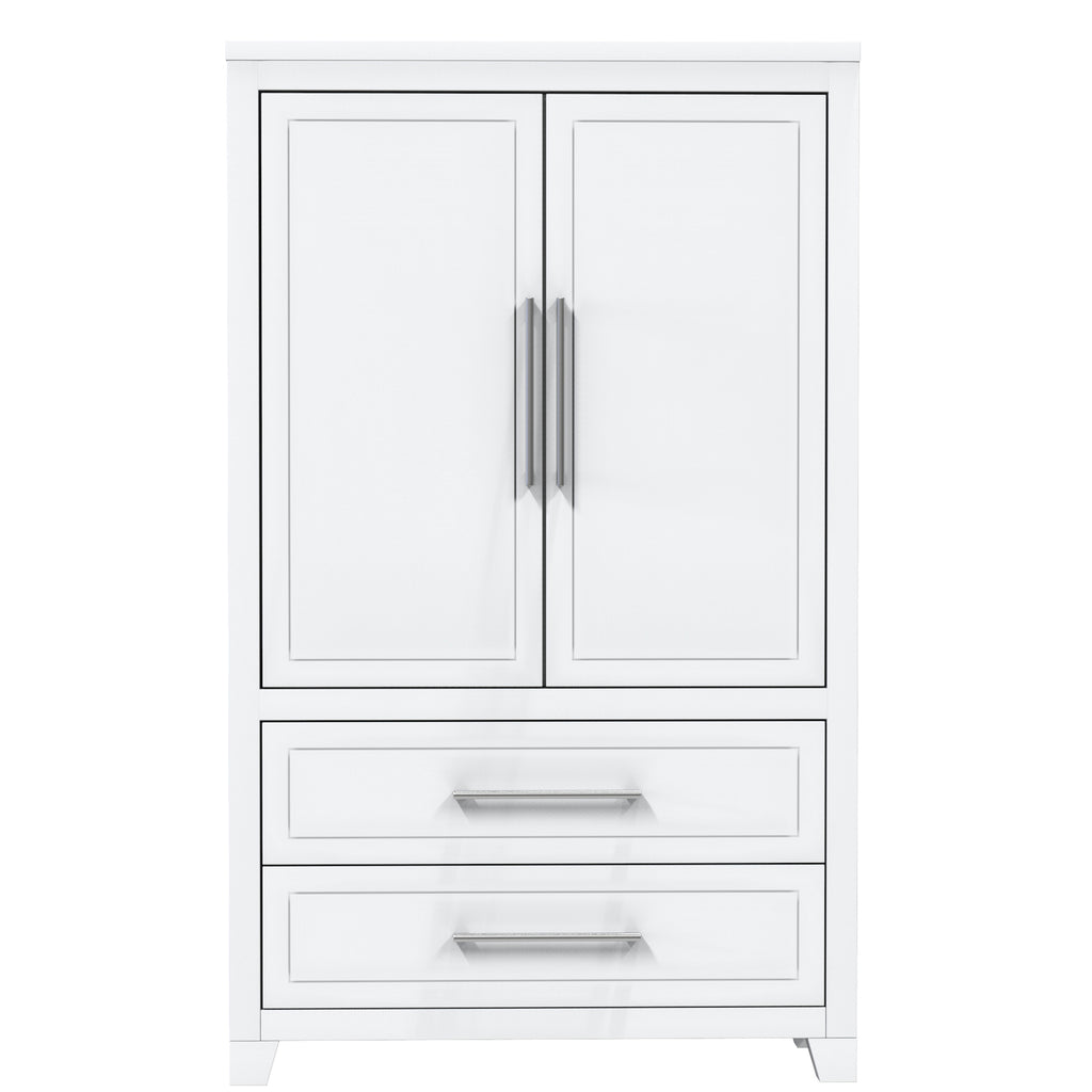 emma armoire storage organizer - shelves with 2 drawers home decor, white