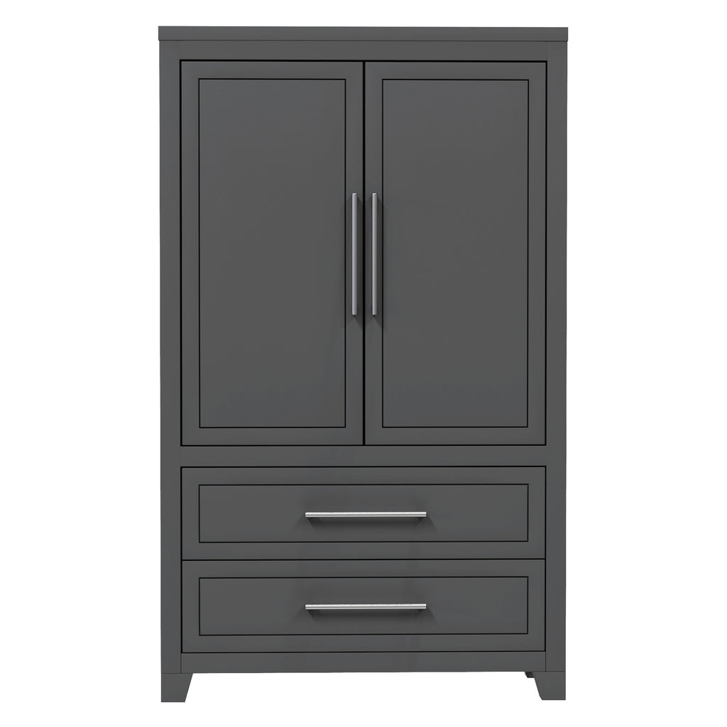 emma armoire storage organizer - shelves with 2 drawers home decor, dark grey