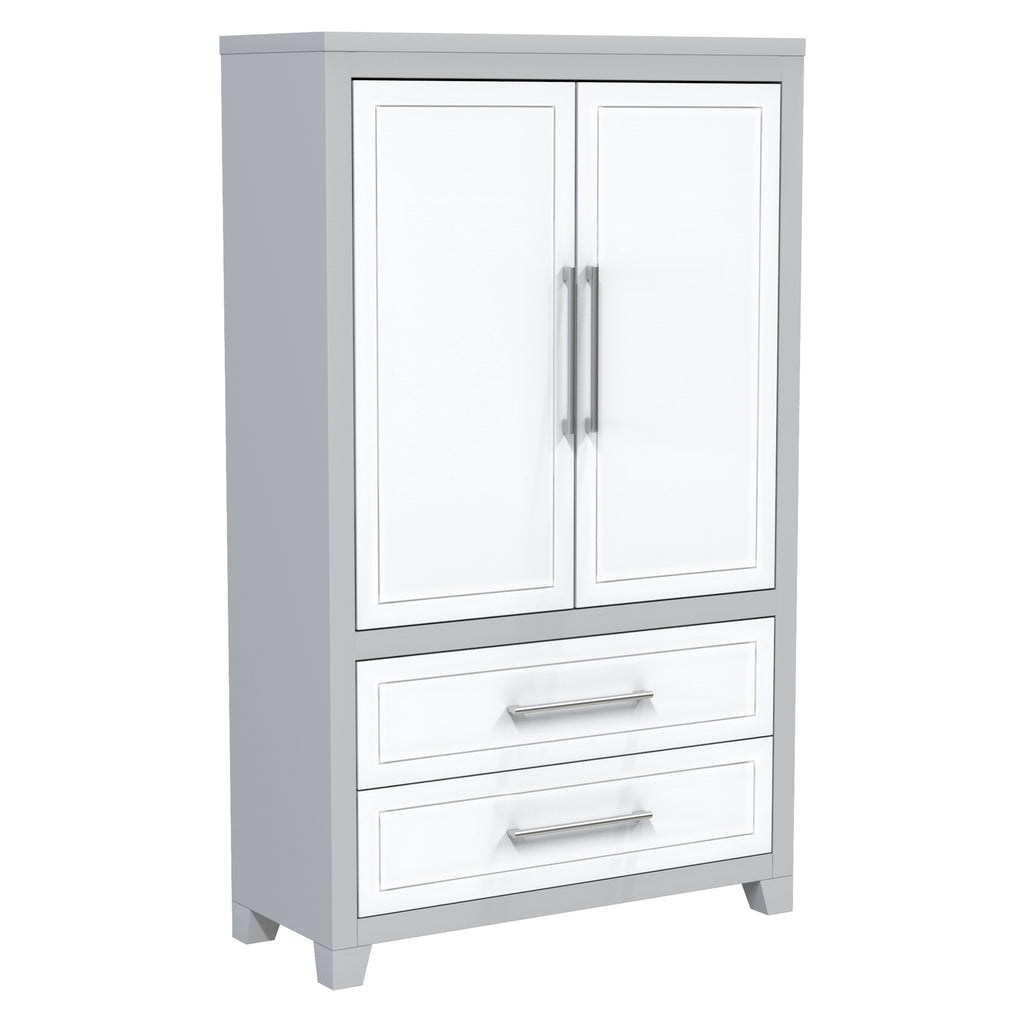 emma armoire storage organizer - shelves with 2 drawers home decor, grey & white