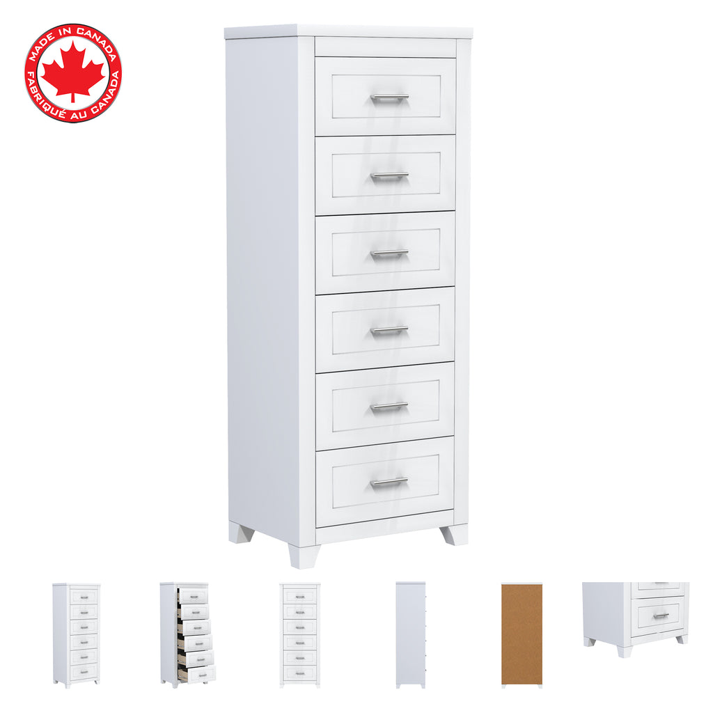 emma 6-drawer double dresser organization for home decoration, white