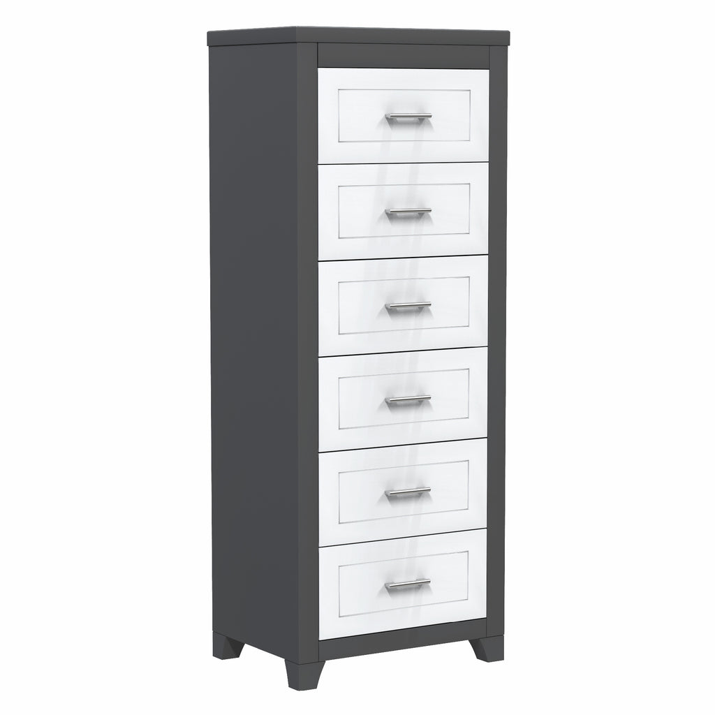 emma 6-drawer double dresser organization for home decoration, dark grey & white