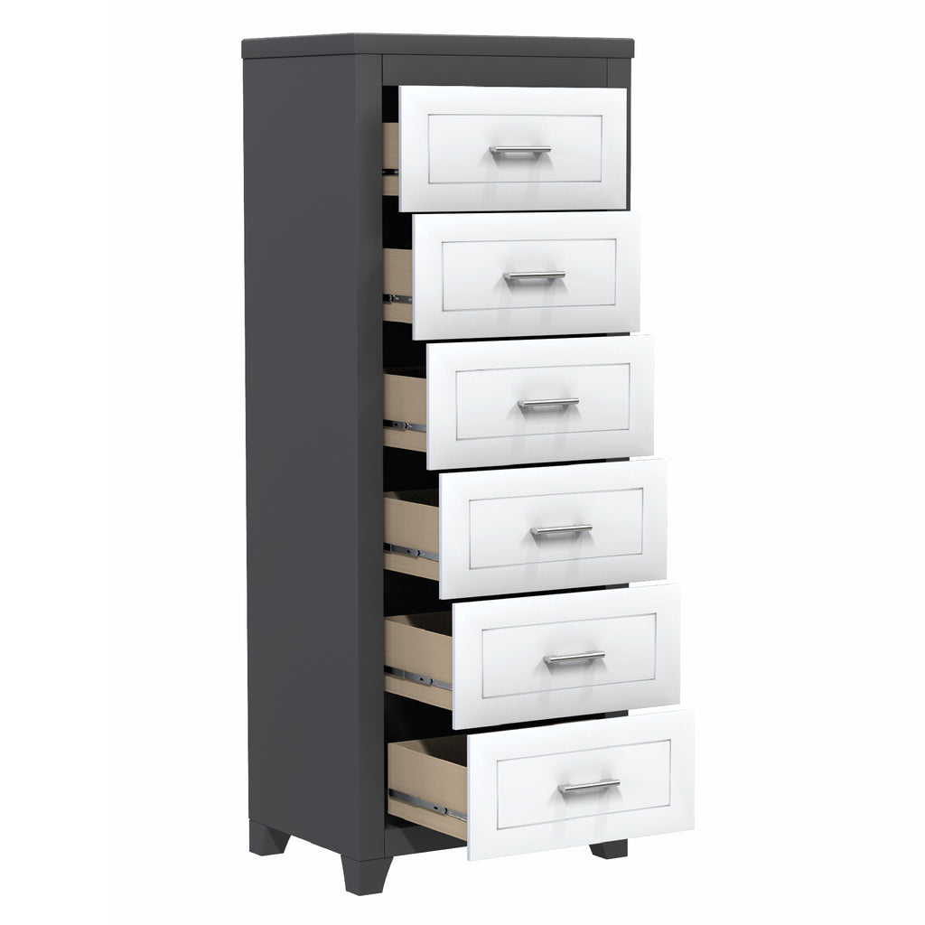 emma 6-drawer double dresser organization for home decoration, dark grey & white