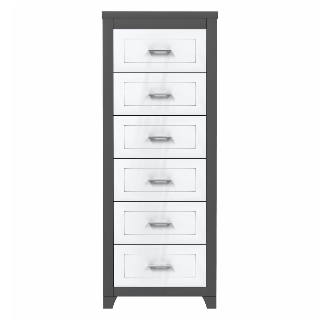 emma 6-drawer double dresser organization for home decoration, dark grey & white