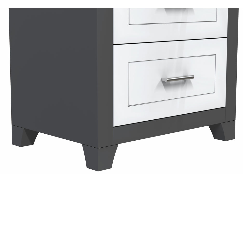 emma 6-drawer double dresser organization for home decoration, dark grey & white