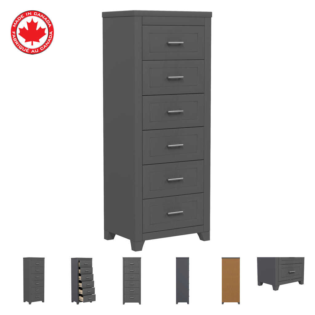 emma 6-drawer double dresser organization for home decoration, dark grey