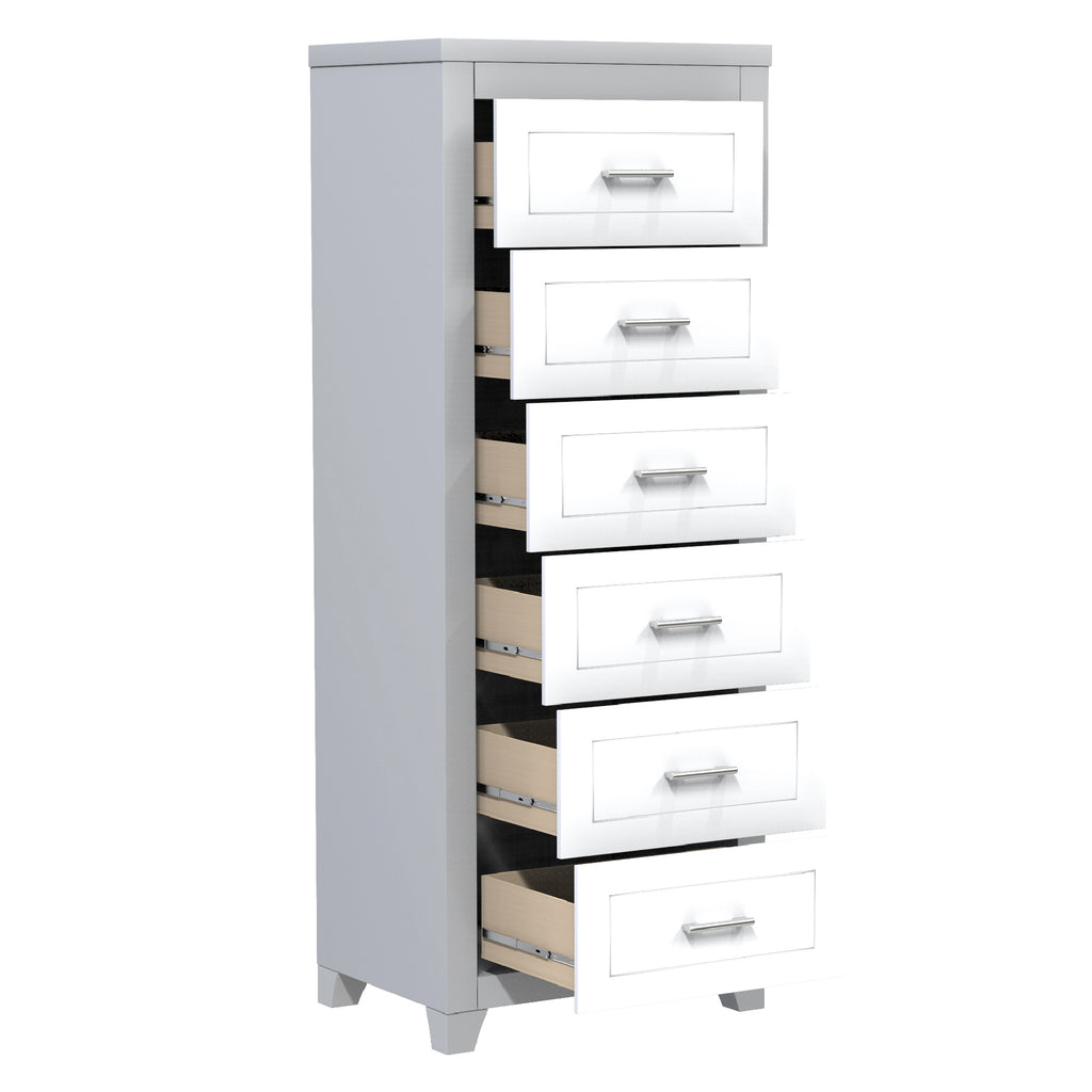 emma 6-drawer double dresser organization for home decoration, grey & white