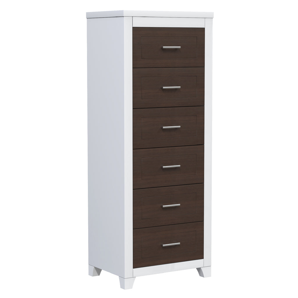 emma 6-drawer double dresser organization for home decoration, white & walnut