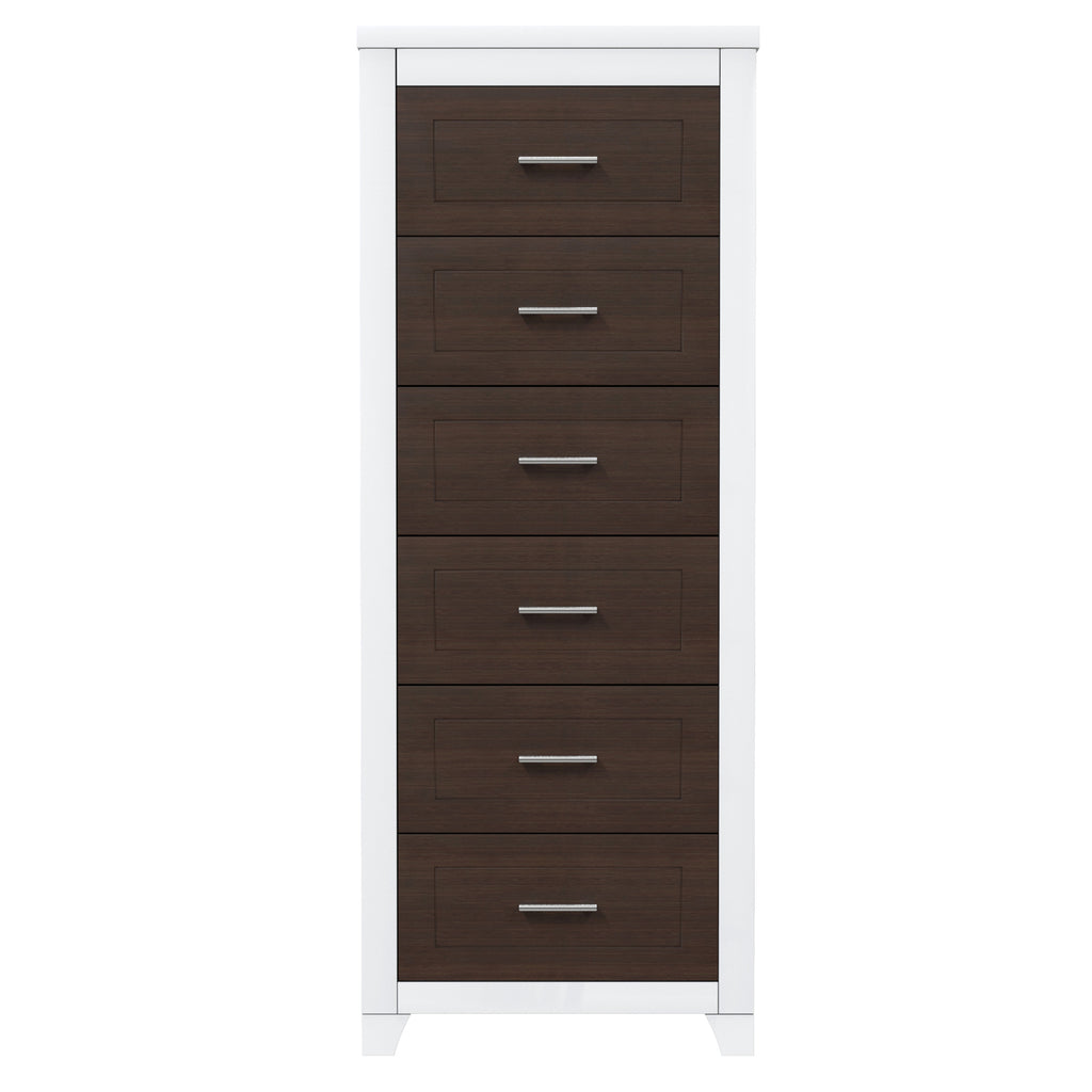 emma 6-drawer double dresser organization for home decoration, white & walnut