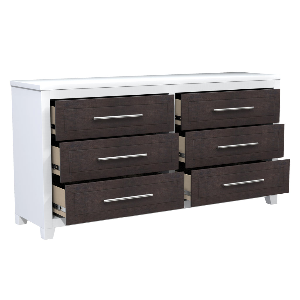 6-drawer double dresser organization for home decor, white & wood barn