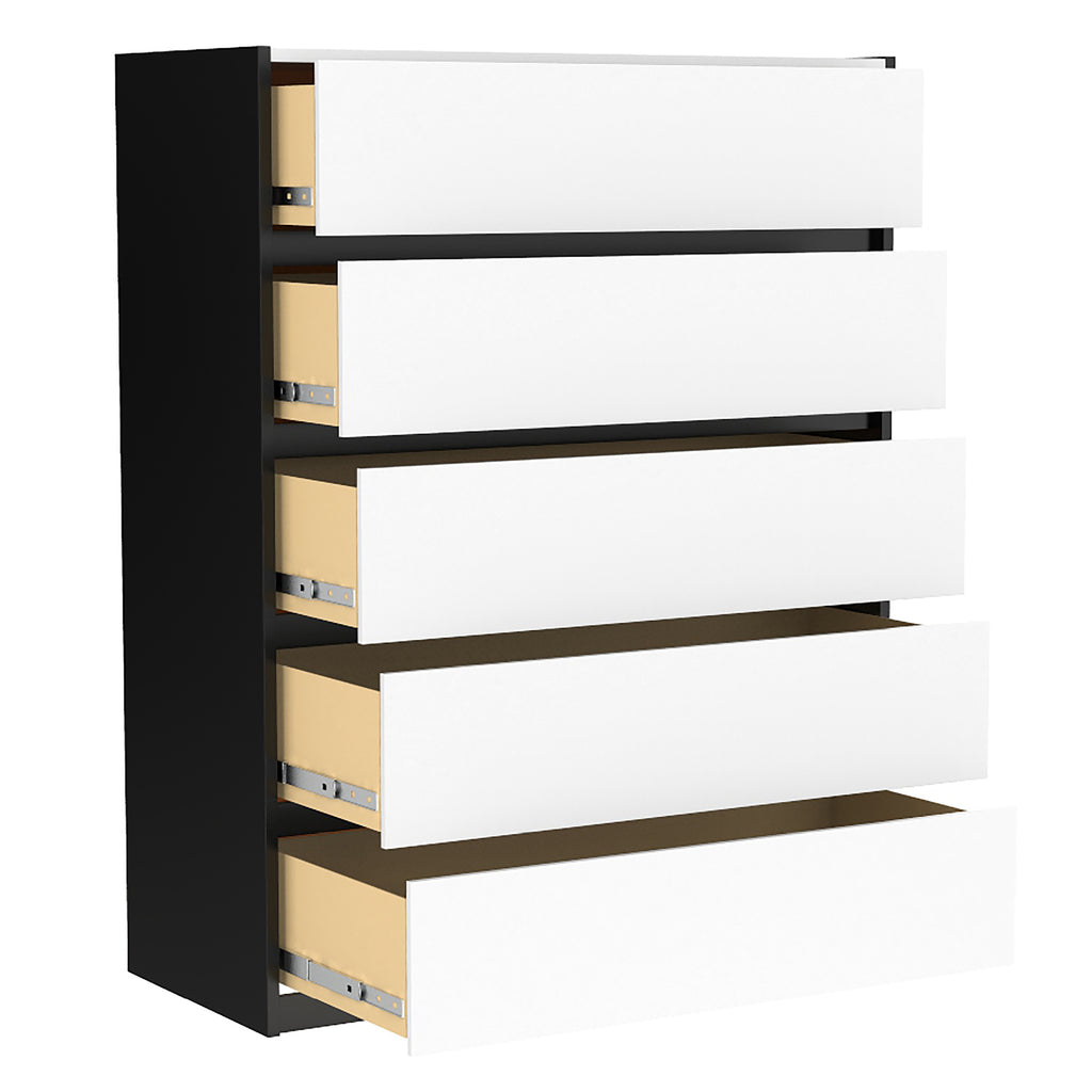 Farona 5 drawer chest storage for nursery bedroom, java & white