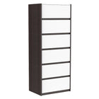 Farona 6 drawer chest office storage organization, white & wood burn
