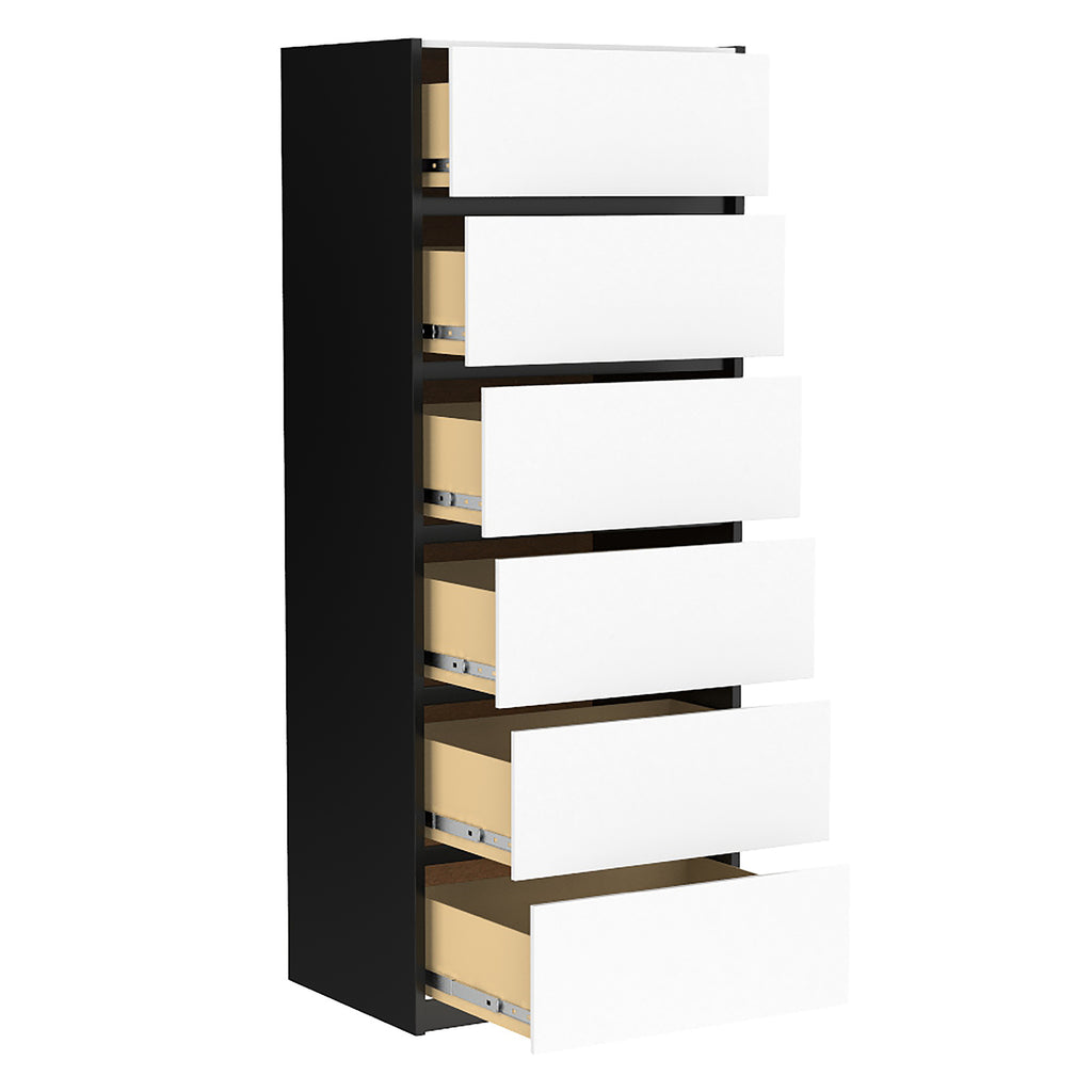 Farona 6 drawer chest office storage organization, java & white