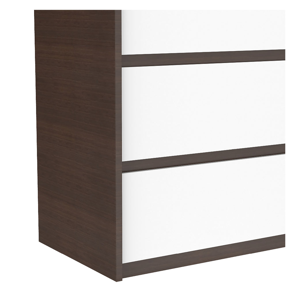 Farona 6 drawer chest office storage organization, white & walnut