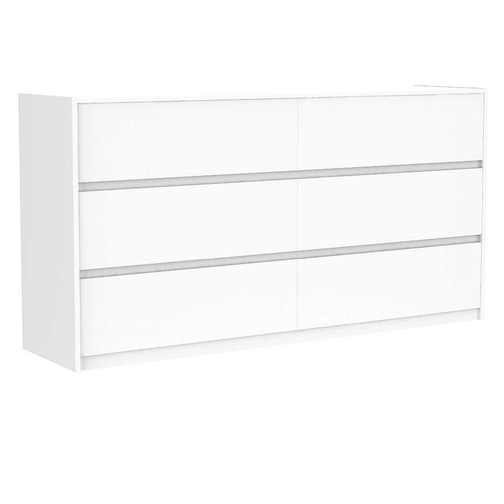 Farona 6 drawer double dresser for bedroom decoration, white