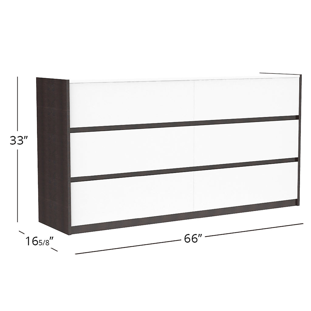 Farona 6 drawer double dresser for bedroom decoration, wood barn & white