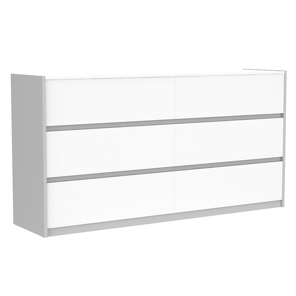 Farona 6 drawer double dresser for bedroom decoration, grey & white