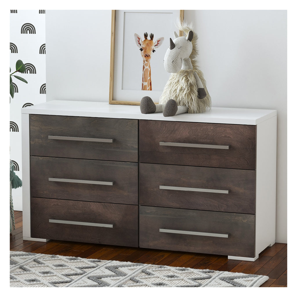 joanna 6-drawer small double dresser organization for home decoration, white & wood barn