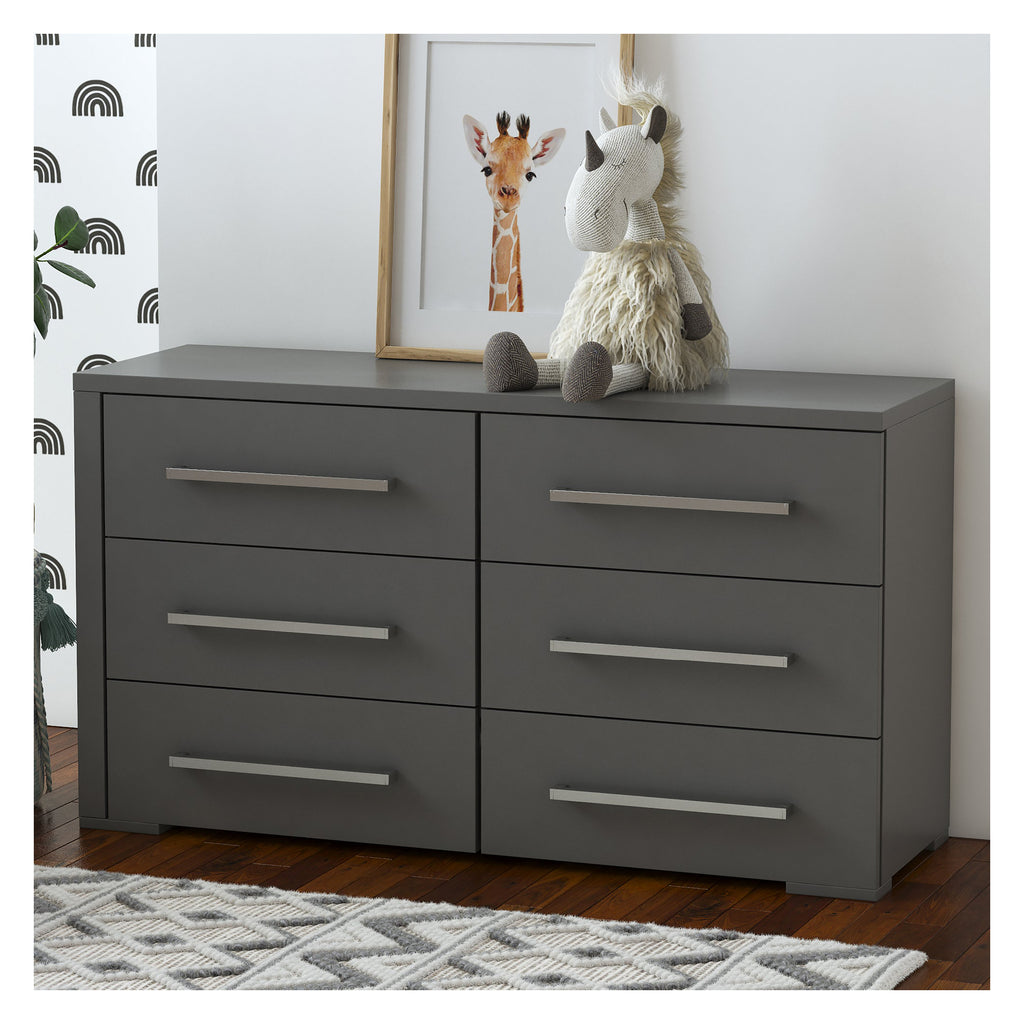 joanna 6-drawer small double dresser organization for home decoration, dark grey
