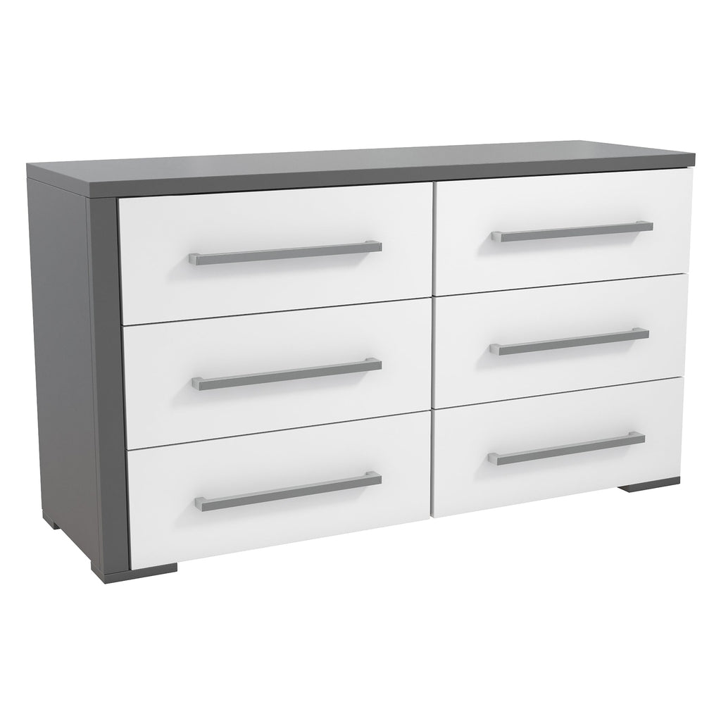 joanna 6-drawer small double dresser organization for home decoration, dark grey & white