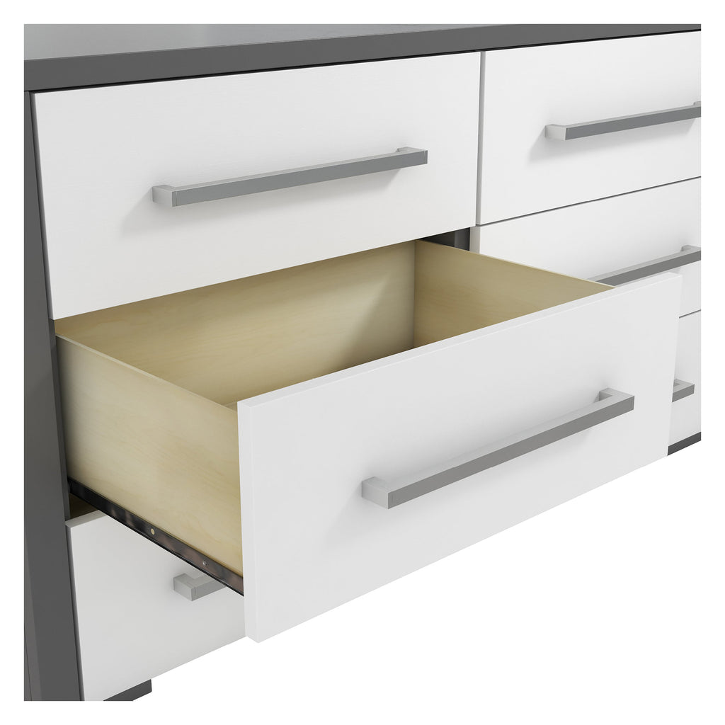 joanna 6-drawer small double dresser organization for home decoration, dark grey & white