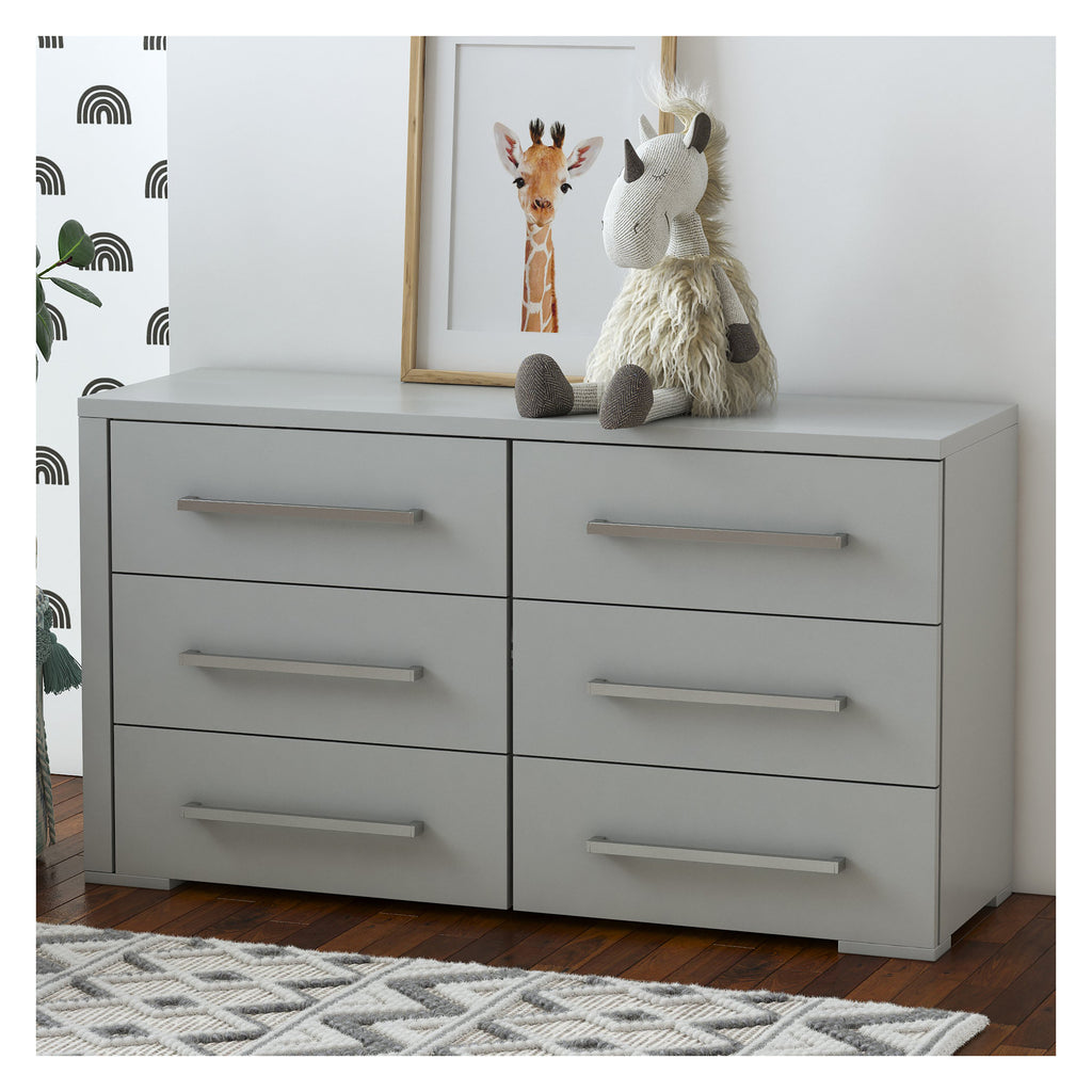 joanna 6-drawer small double dresser organization for home decoration, light grey