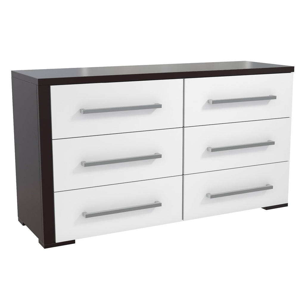 joanna 6-drawer small double dresser organization for home decoration, java & white