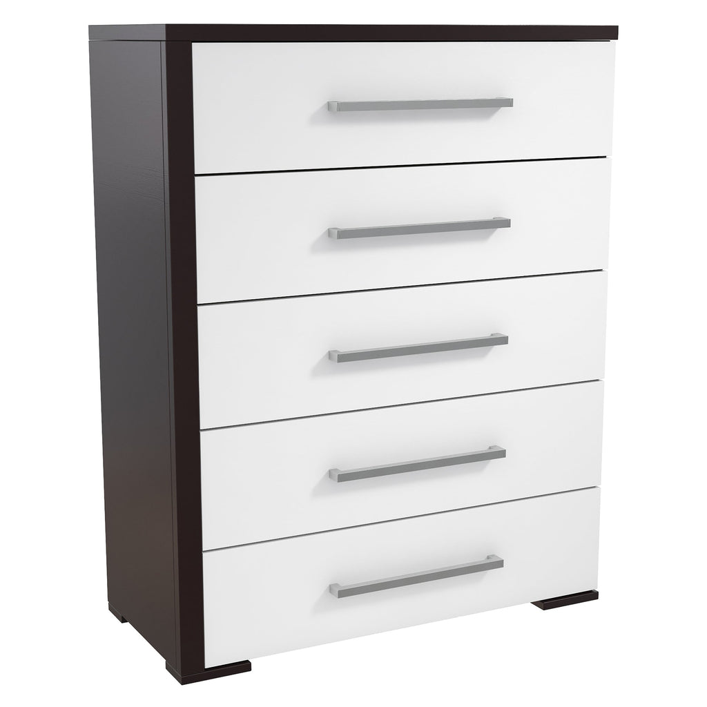 joanna 5 drawer chest office storage organization, java & white