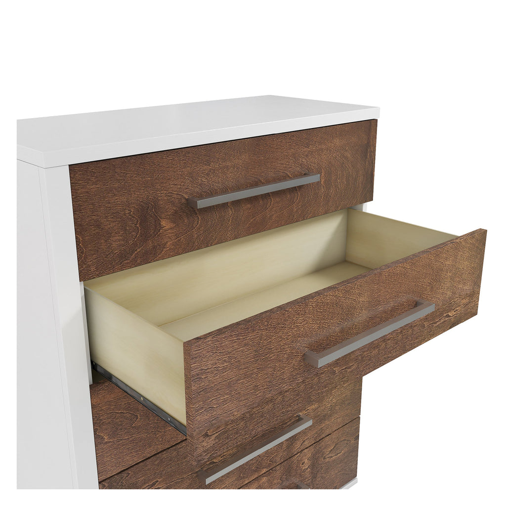 joanna 5 drawer chest office storage organization, white & walnut