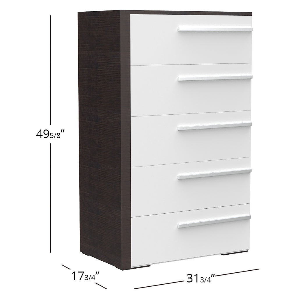 Bebelelo 5 Drawer Chest Office Storage Organization, for Home Decor, White & Wood Burn