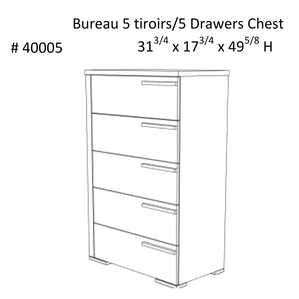 Bebelelo 5 Drawer Chest Office Storage Organization, for Home Decor, White & Wood Burn