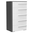 Gabriella 5 drawer chest storage for nursery bedroom, dark grey & white