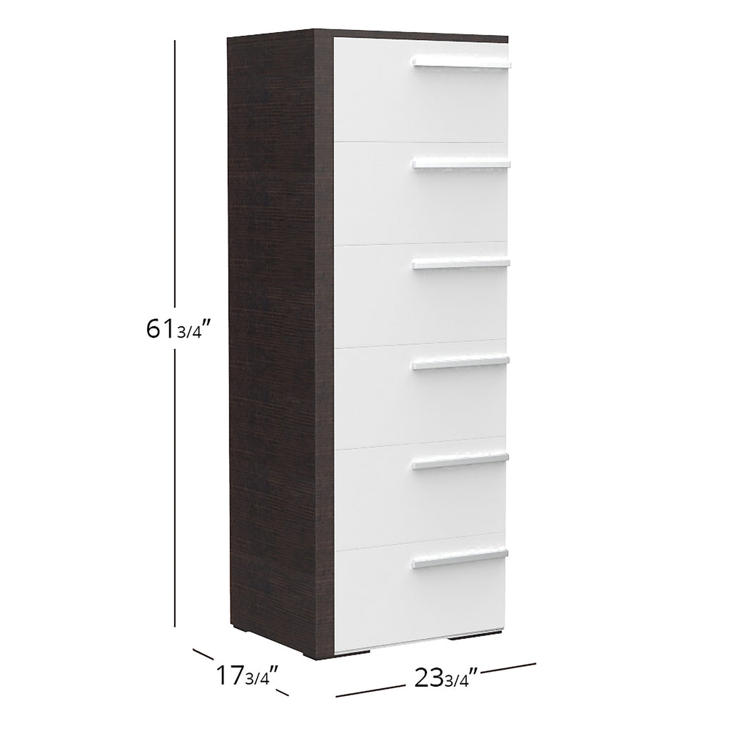 Bebelelo 6 Drawer Chest Office Storage Organization, White & Wood Burn