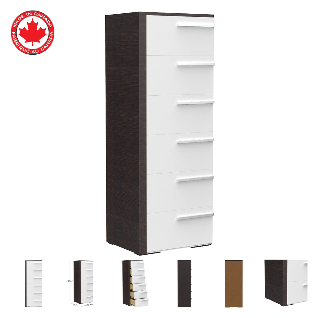 Bebelelo 6 Drawer Chest Office Storage Organization, White & Wood Burn